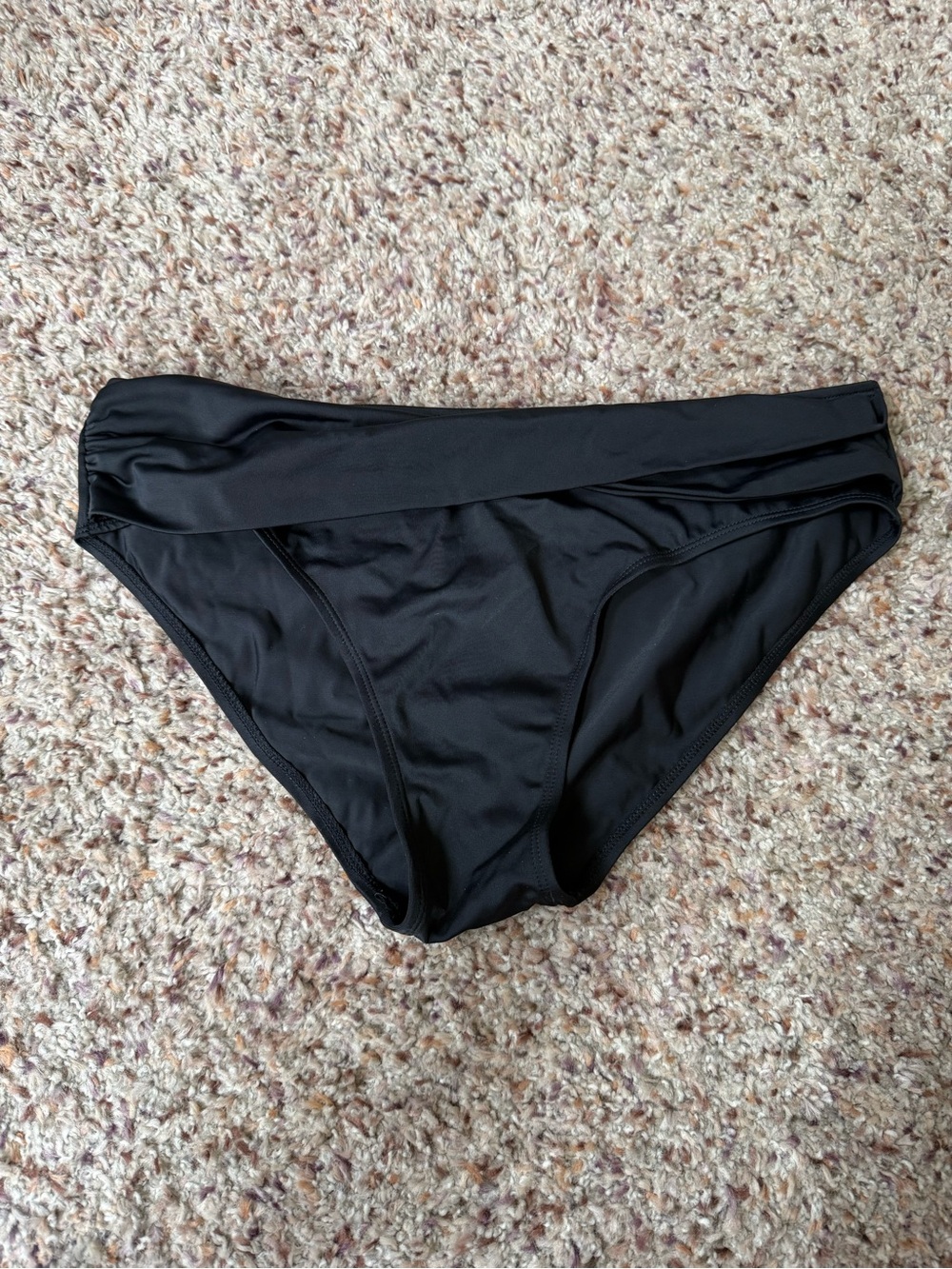 Septangle Black Bikini Bottom with Folded Waistband